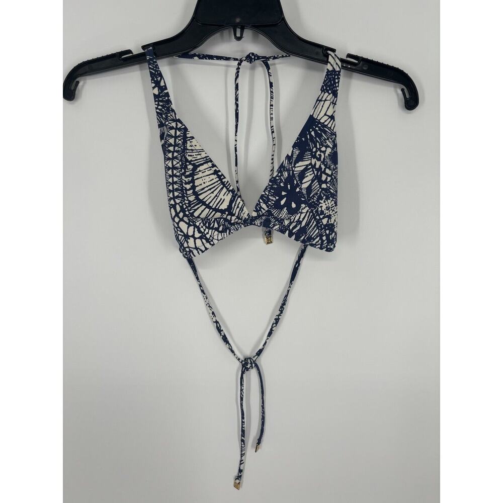 Tory Burch Baltic Sea Dream String‎ Bikini Top Triangle Printed Navy Size XS